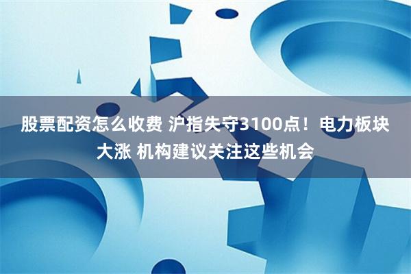 股票配资怎么收费 沪指失守3100点！电力板块大涨 机构建议关注这些机会